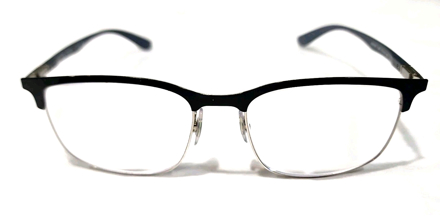 Ray Ban RB6518 3163 LG Black Silver Metal Round Eyeglasses 57-19 150