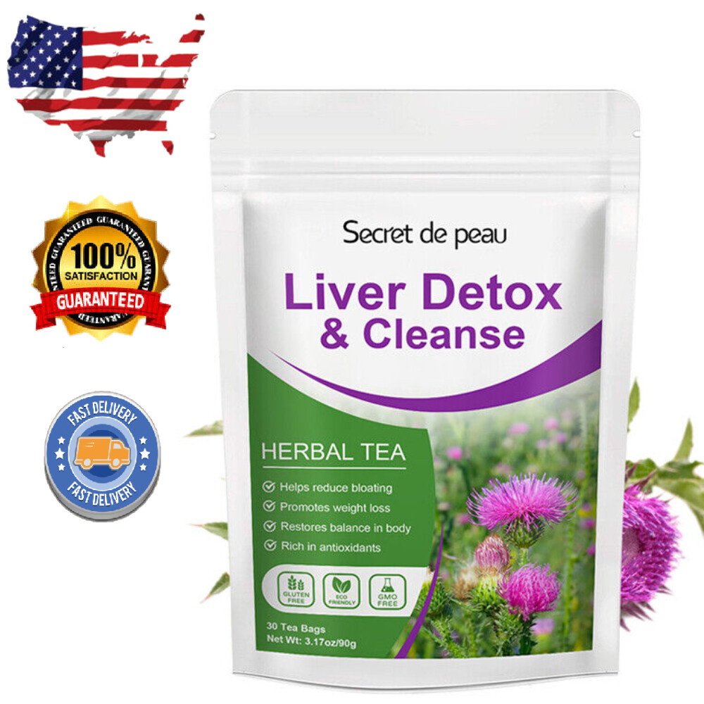 Milk Thistle Liver Cleanse Detox Tea 30Days Herbal Liver Support Supplement
