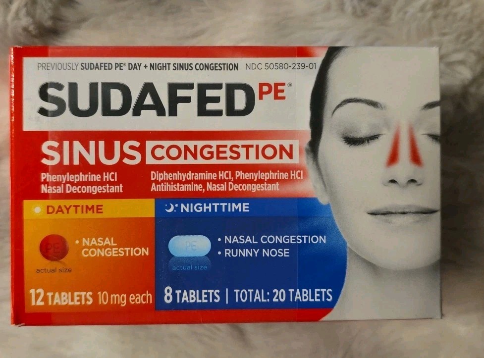 Sudafed PE Day & Night Sinus Pressure Congestion Tablets 20ct 3 Pack Exp 06/2026