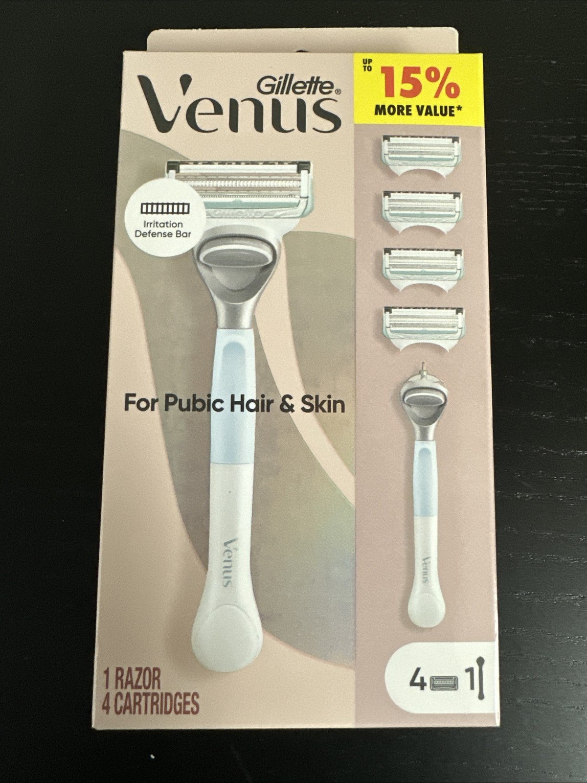 Gillette Venus Razor For Pubic Hair & Skin – 1 Razor, 4 Cartirdges [NEW]