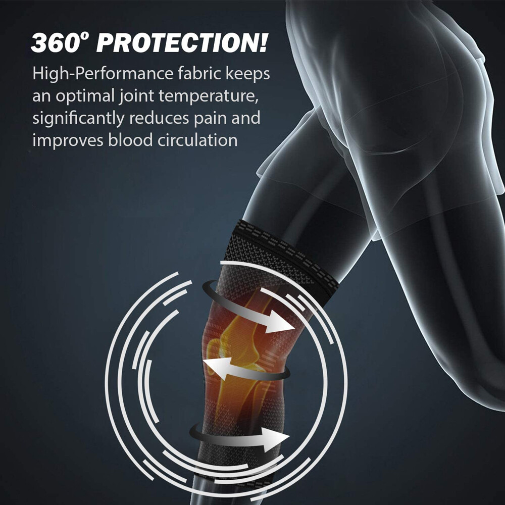 1/2 PCS Knee Brace Compression Sleeve Support Sport Joint Arthritis Pain Relief