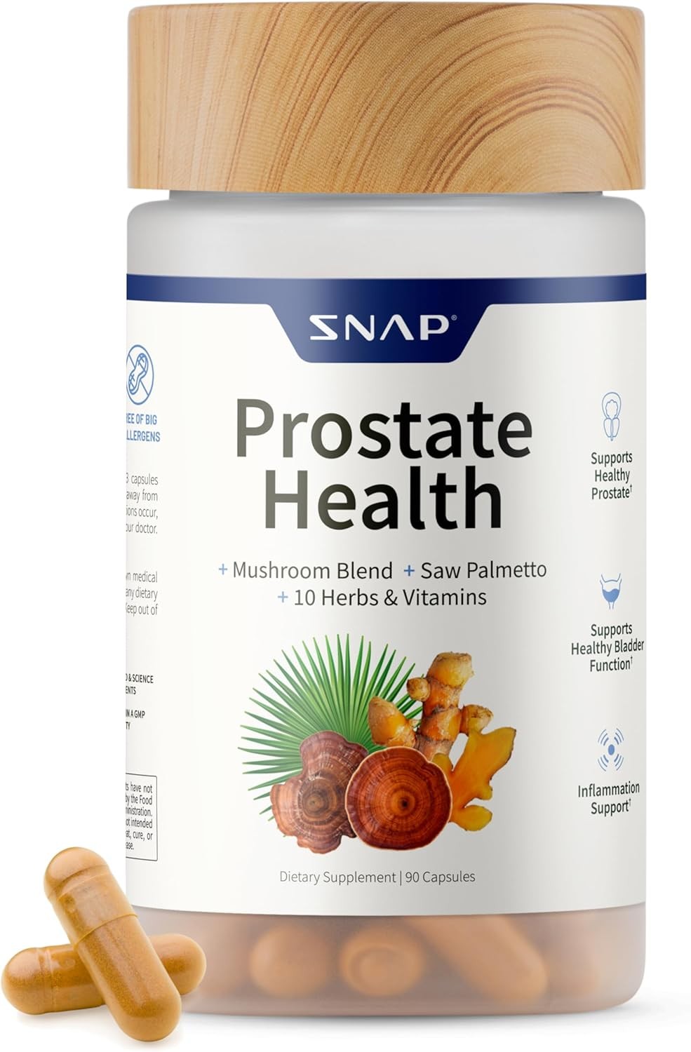 Snap Supplements Prostate Health Supplement w/Saw Palmetto for Men,DHT Blocker