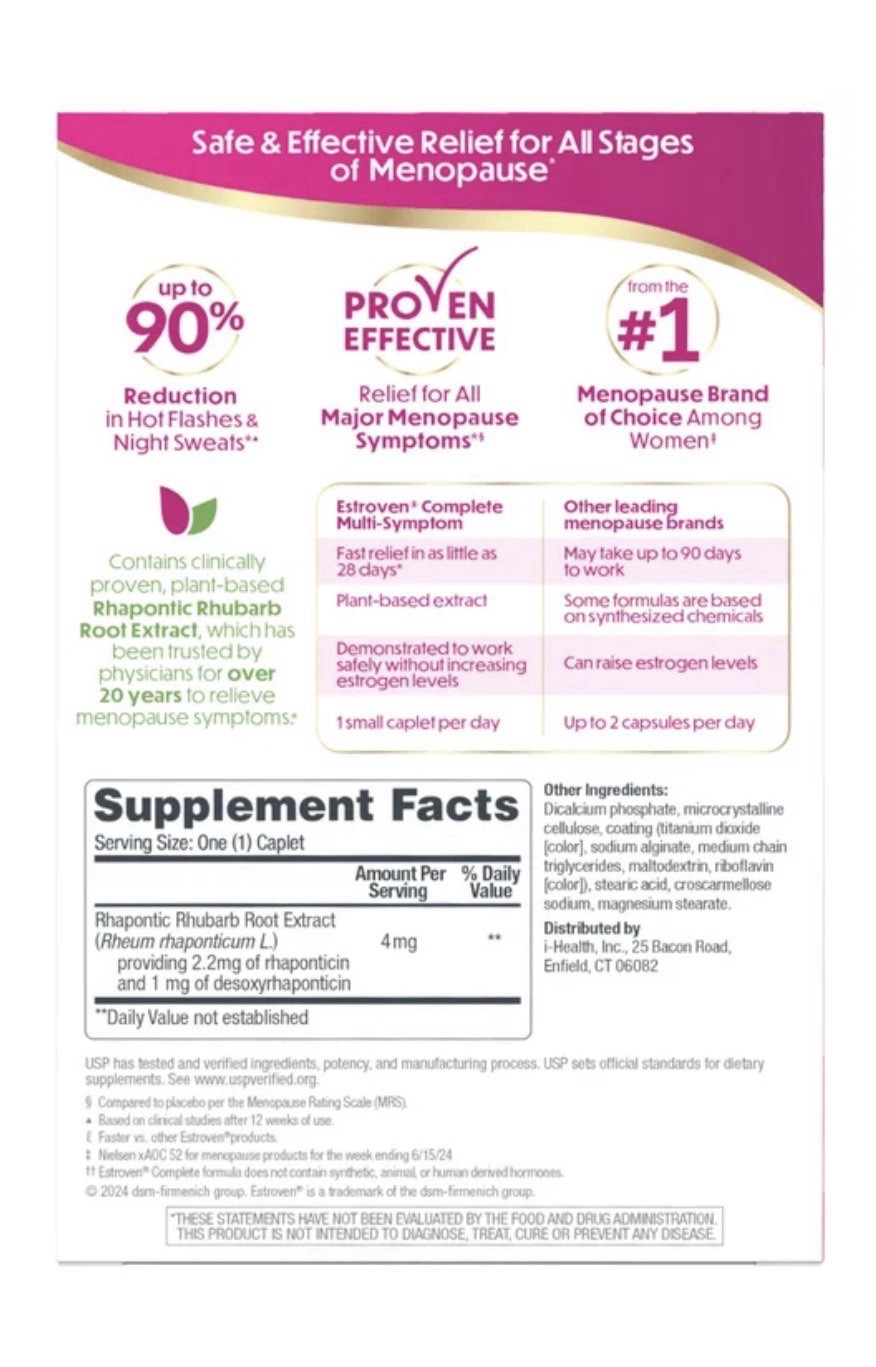 Estroven Complete Menopause Relief Multi Symptom 84 Caplets 12 Week Supply