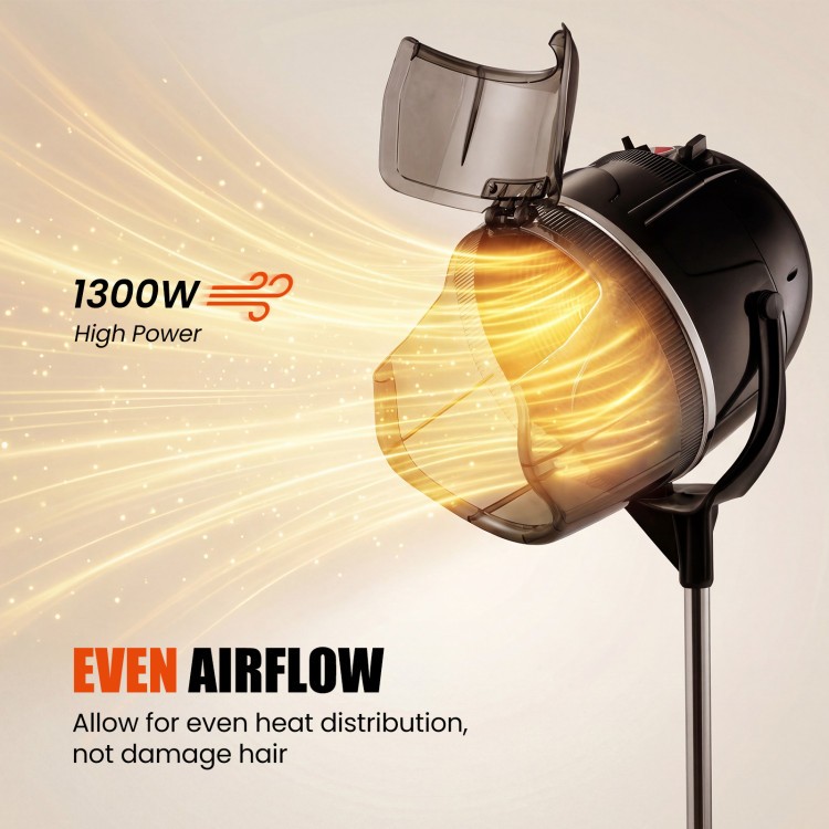 Salon Standing Hair Bonnet Dryer — 40–60°C, 60-Min Timer, Wheels