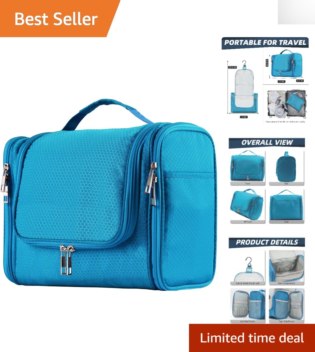 Darling Honeycomb Travel Bag – Durable Water-Resistant Hanging Toiletry Storage