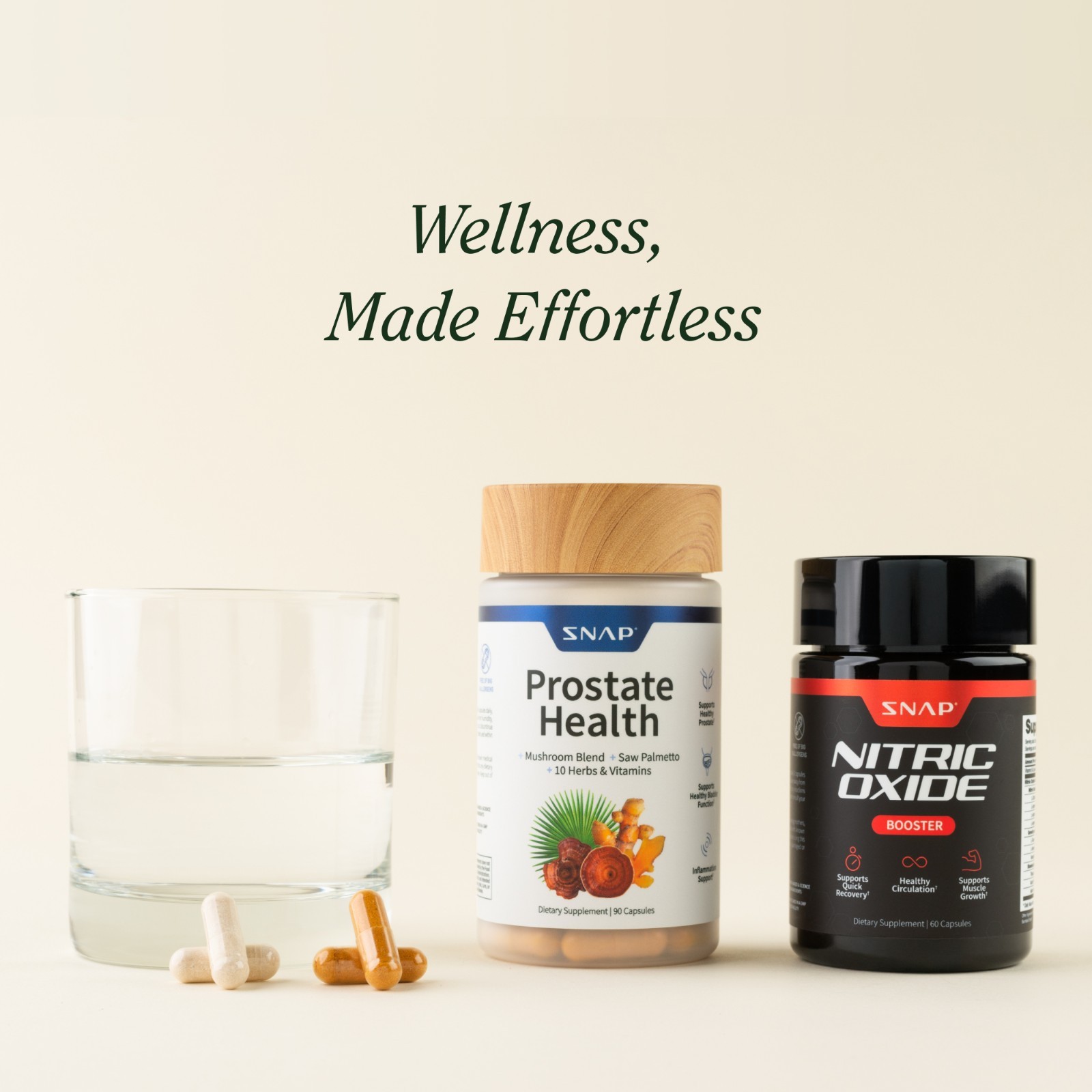 SNAP Nitric Oxide Booster & Prostate Health Bundle Saw Palmetto 180 Capsules