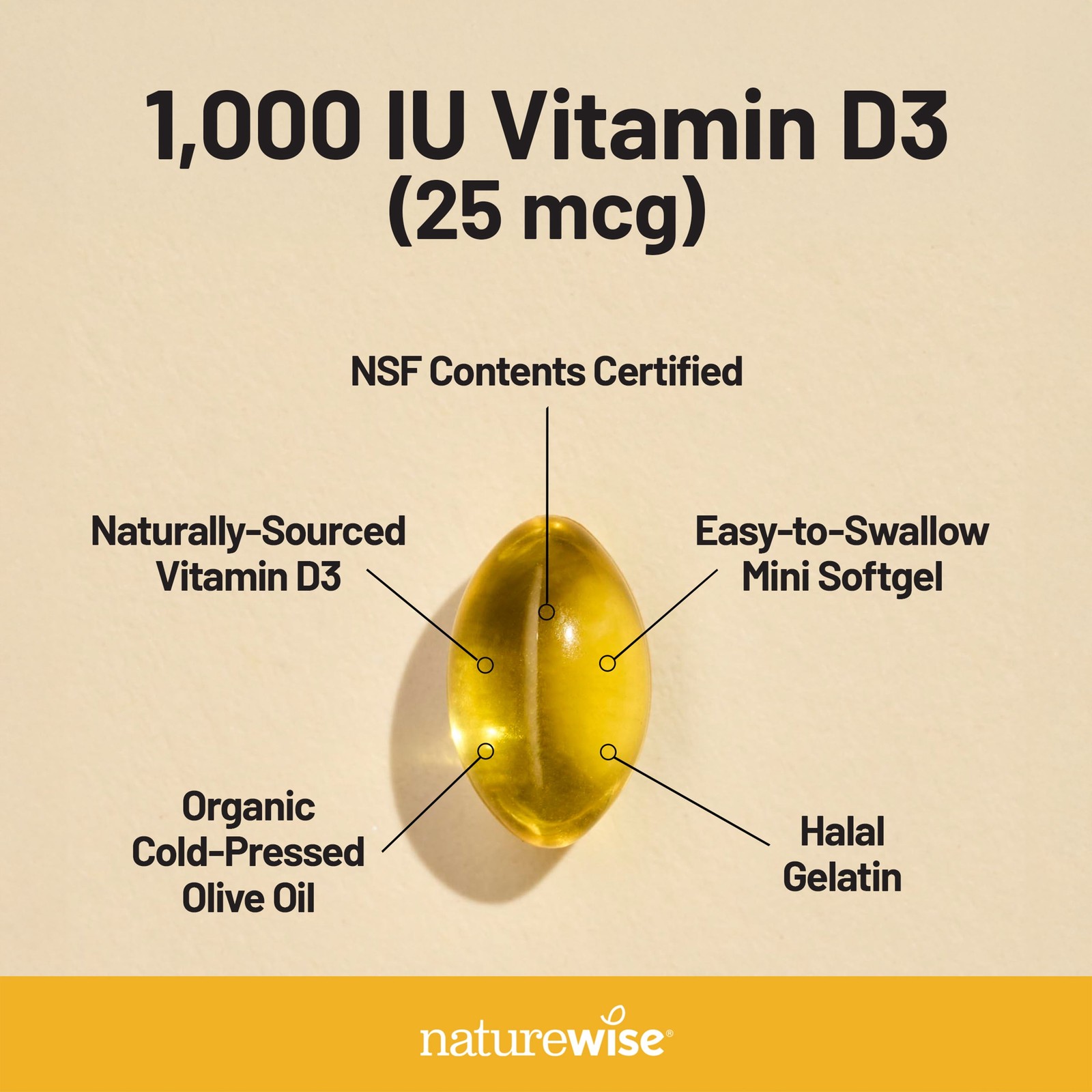 Vitamin D3 1000Iu + Organic Olive Oil – 360 Mini Softgels[1-Year Supply]