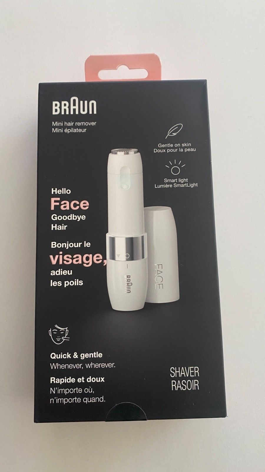 BRAUN Mini Hair Remover Face Shaver White FS1000 Smart Light New in Box