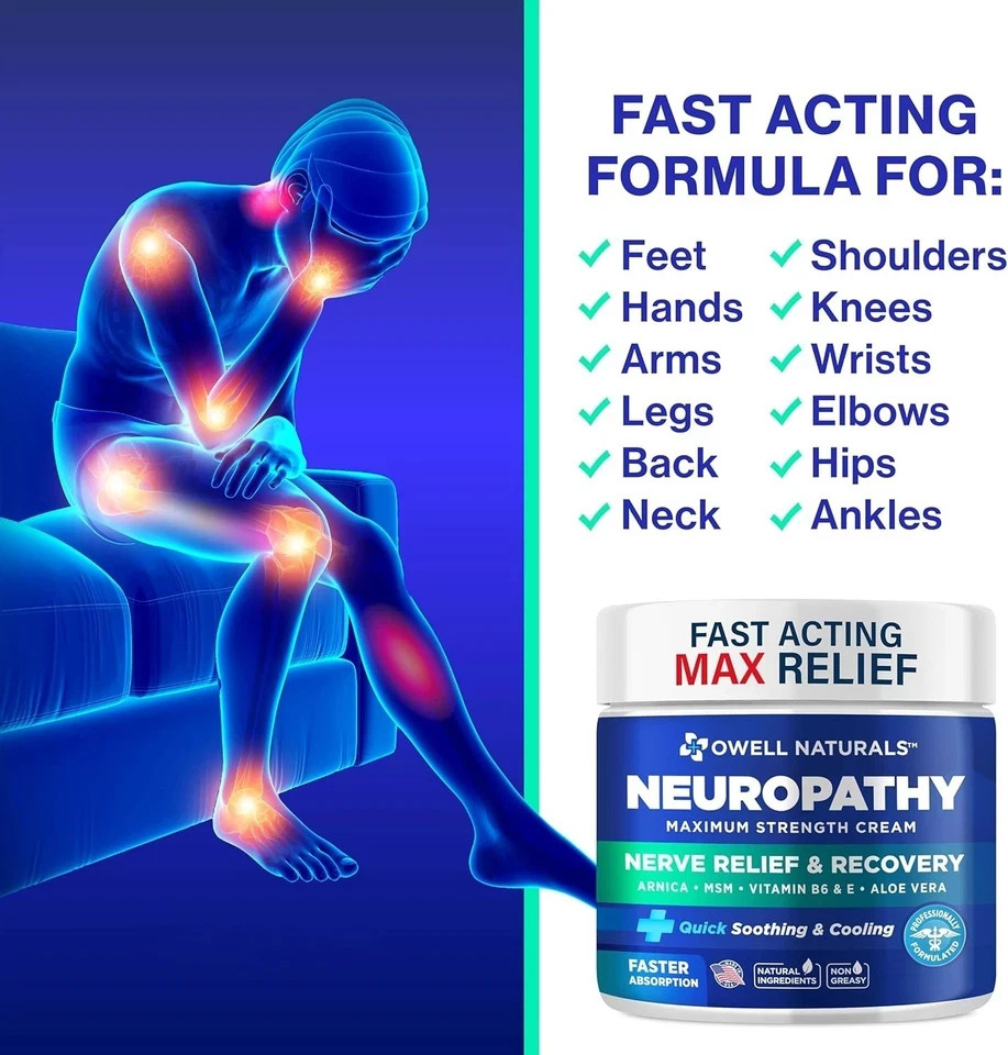 Neuropathy Nerve Relief Cream All Natural for Feet, Hands, Legs Toes