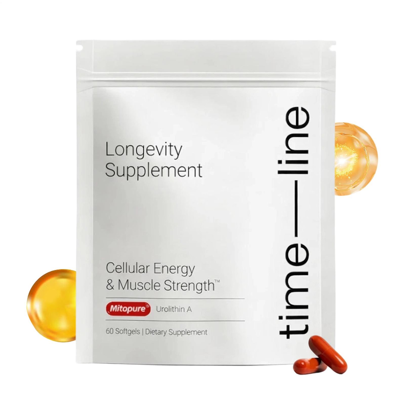 Time-Line Longevity Supplement Mitopure Urolithin A 60 Softgels