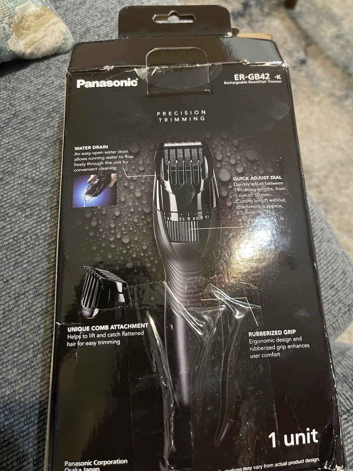 Panasonic ER-GB42-K Beard & Hair Trimmer Wet/Dry Waterproof Cordless Adjustable