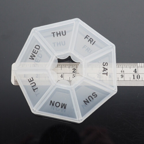 Round Weekly 7 Days Tablet Medicine Storage Pill Box Organizer Container Case