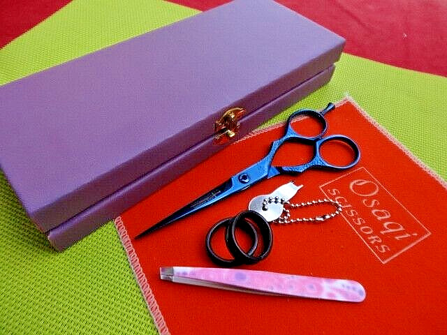 Money Back WRNTY_Titanium 5.5″ BLUE Hairdressing Scissors & Tweezers