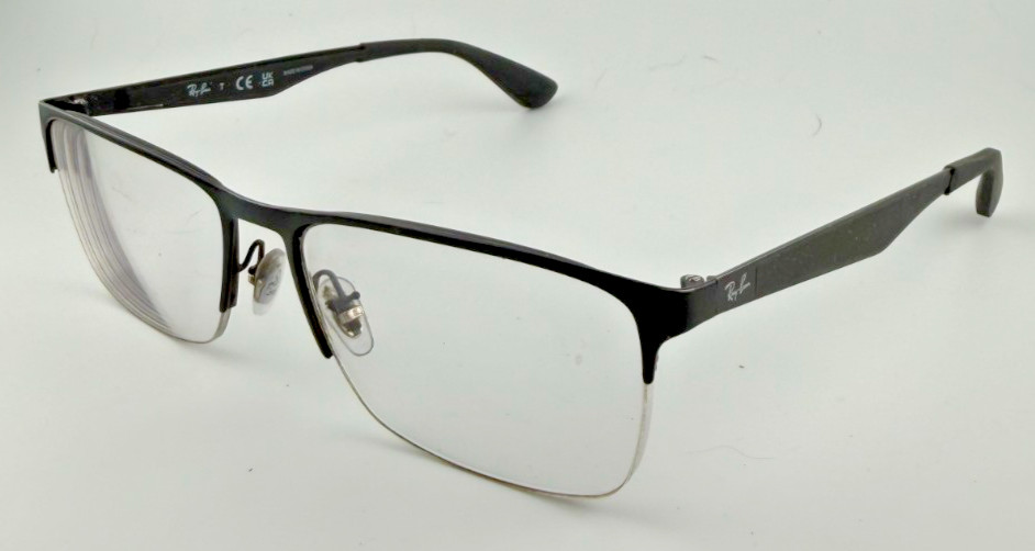 RAY-BAN EYEGLASSES FRAMES ONLY RB 6335 2503 BLACK HALF RIM 56-17-145