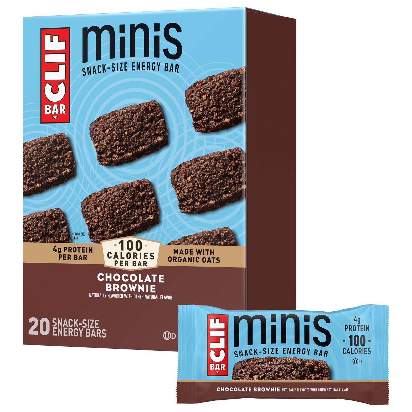 CLIF BAR Minis – Chocolate Brownie 20 Count (Pack of 1),