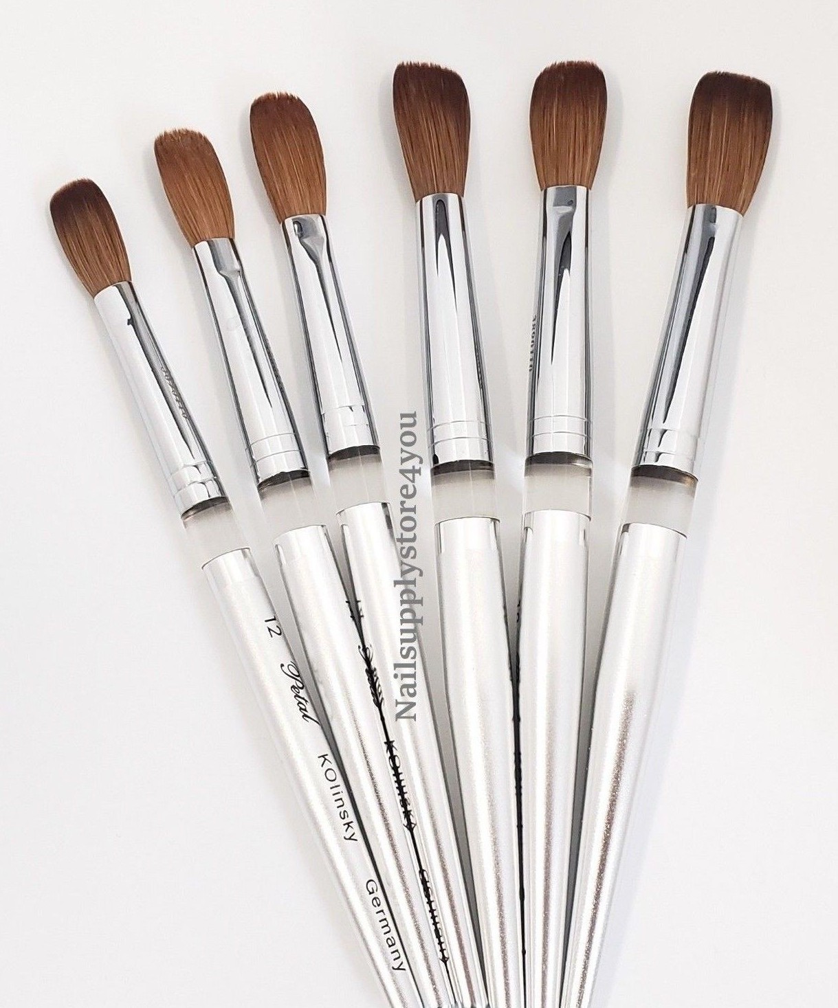 Petal Kolinsky Silver Handle Acrylic Nail Brush Manicure Powder – (CRIMPED)