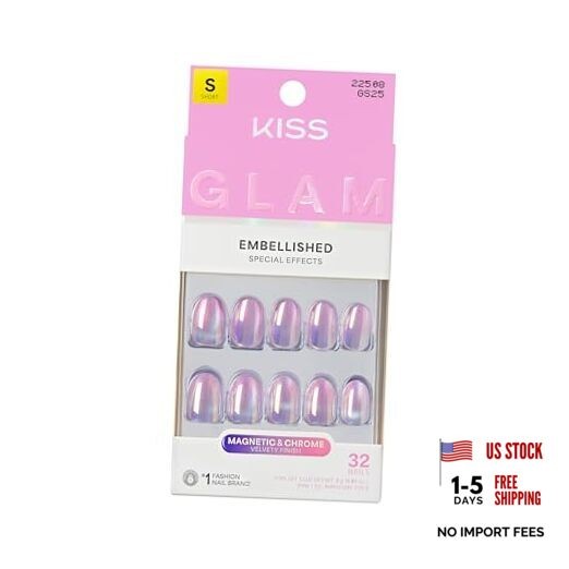 Glam, Press On Nails, Nail glue included, ”, Pink Size, Short One n Only