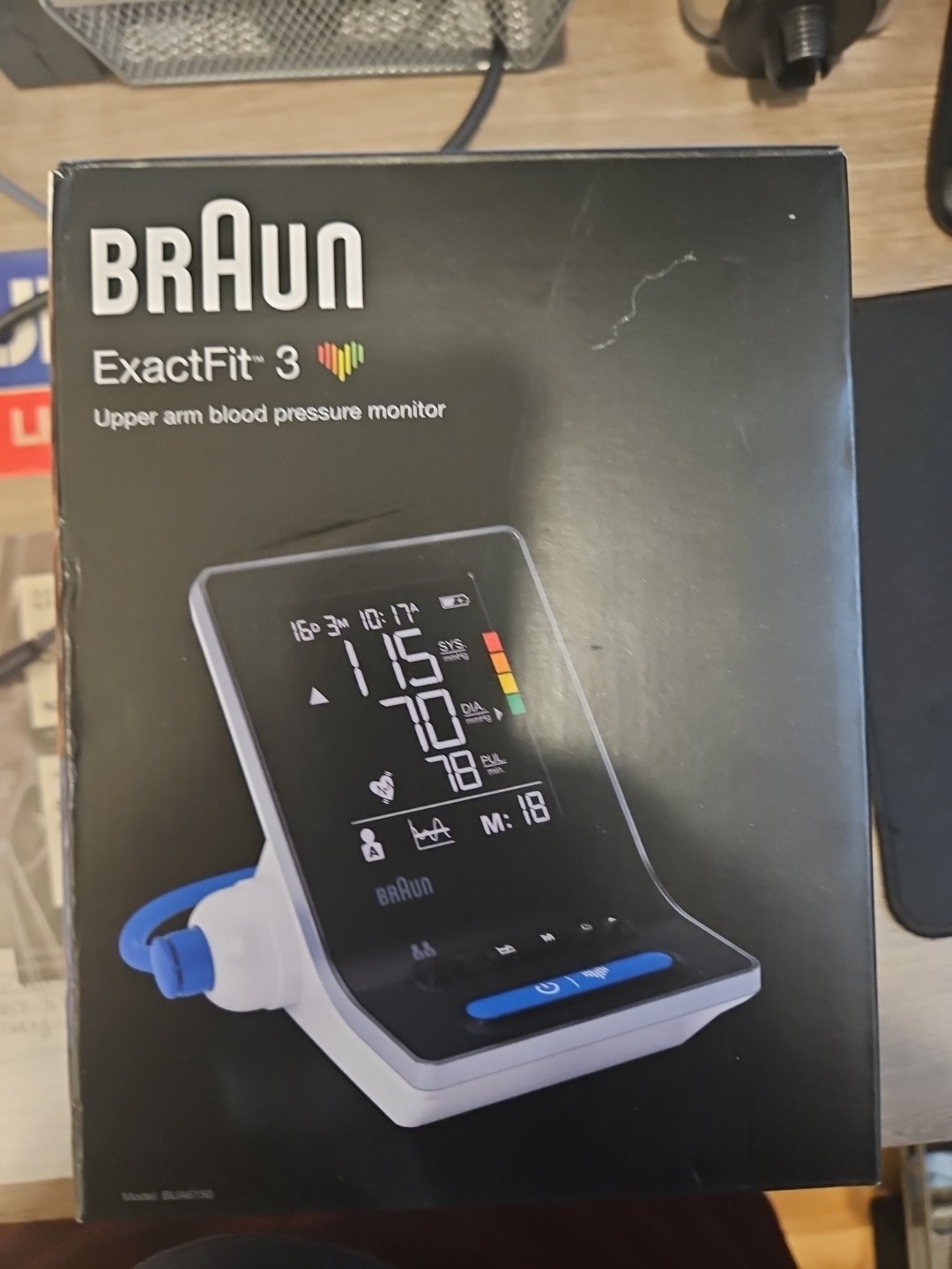 Braun ExactFit 3 Blood Pressure Monitor Large Display High BP Monitor 2 Arm Cuff