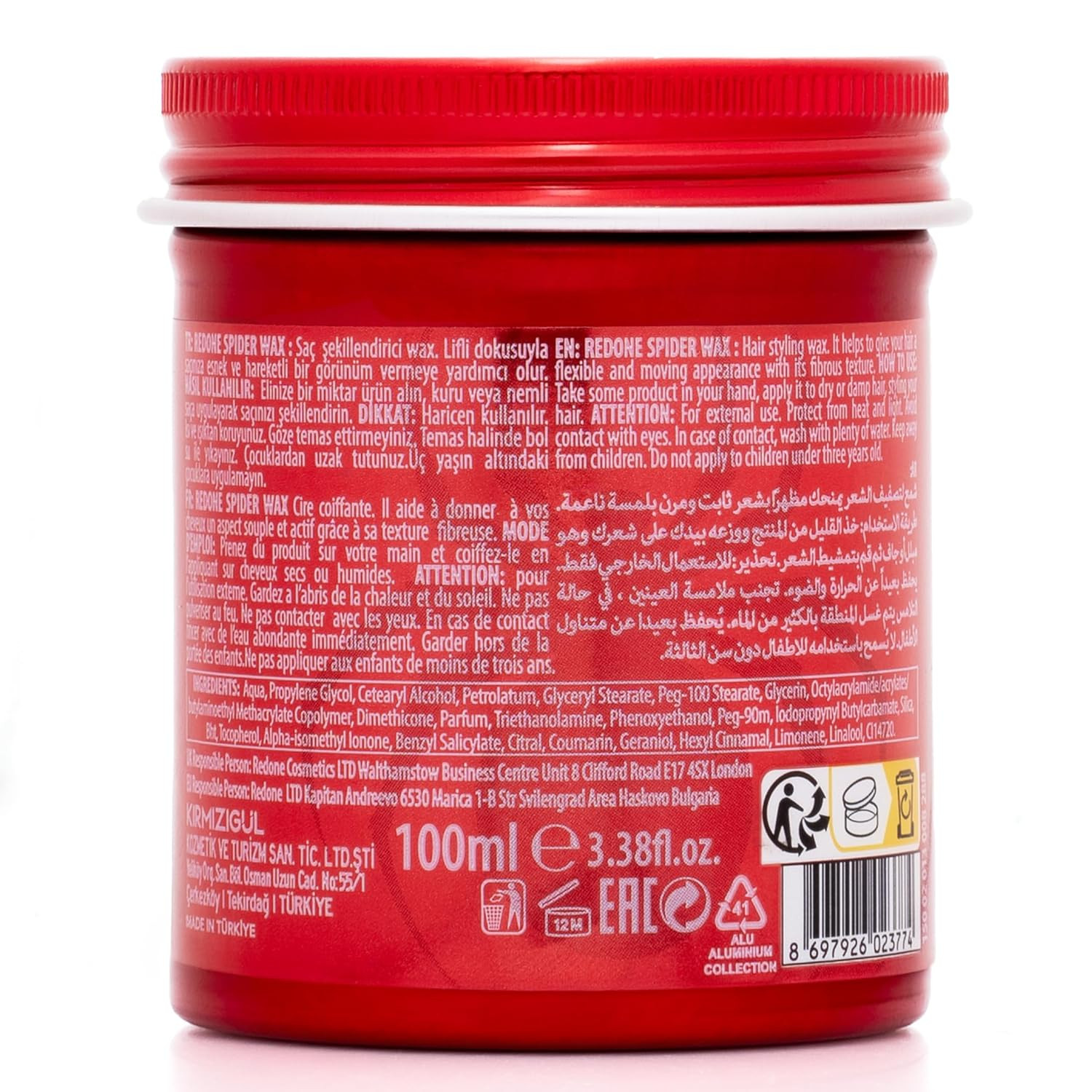 Spider Hair Wax Passionate 100Ml | Maximum Control | Flexible Hold | Medium Shin