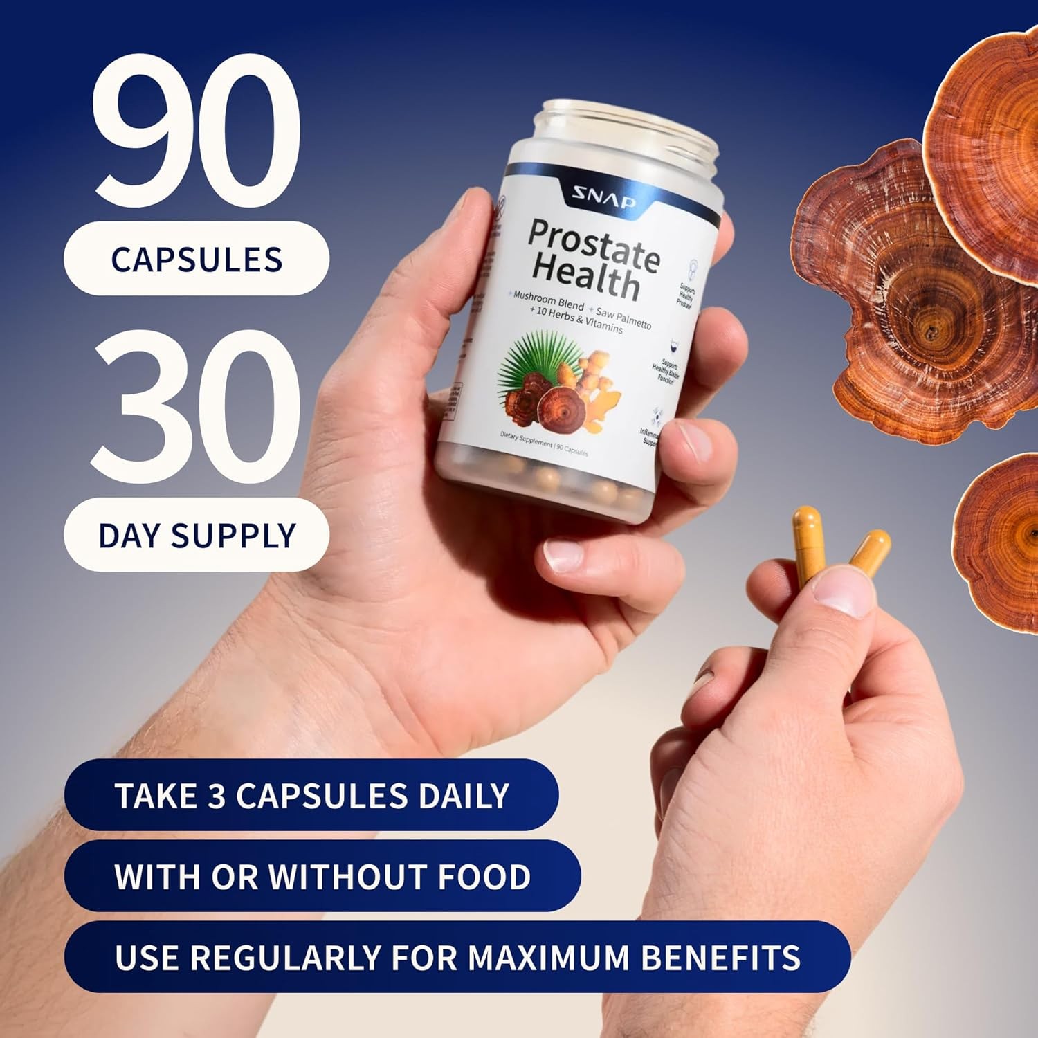 Snap Supplements Prostate Health Supplement w/Saw Palmetto for Men,DHT Blocker