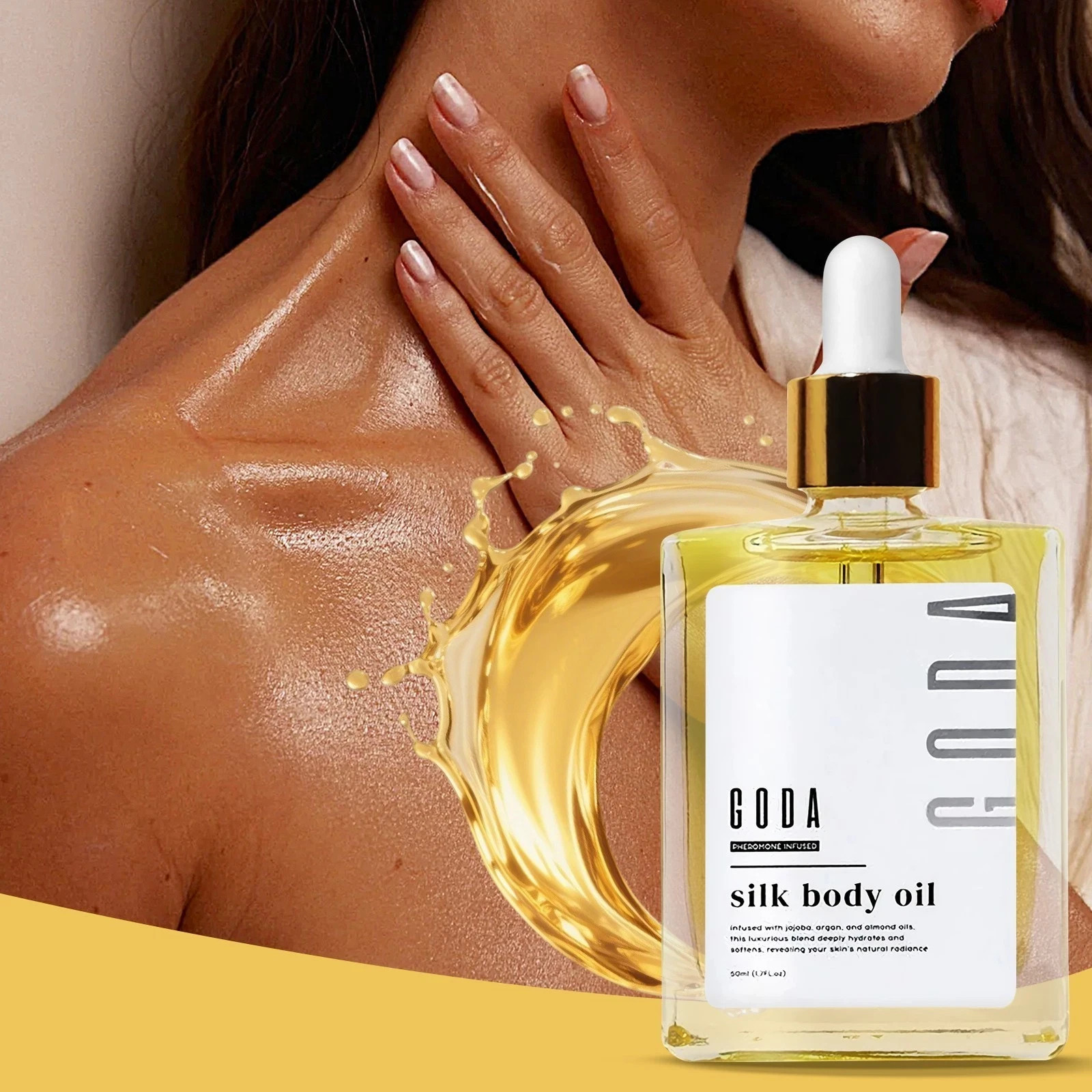 GODA Silk Body Oil Women Firming Anti Aging Moisturizer Formula Shower Oil 1.7oz