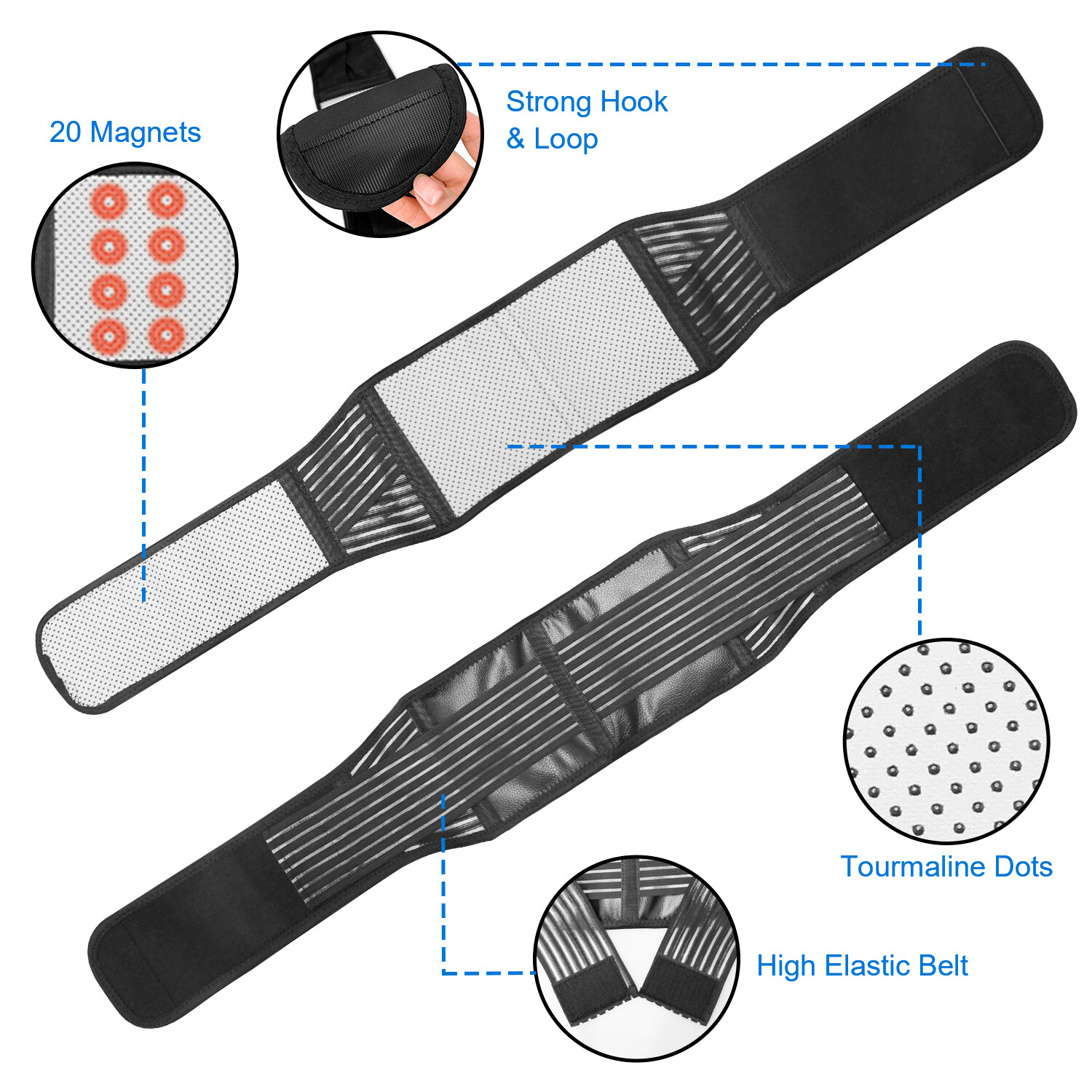 Magnetic Self Heating Back Support Brace Lumbar Orthotics Waist Belt Pain Relief