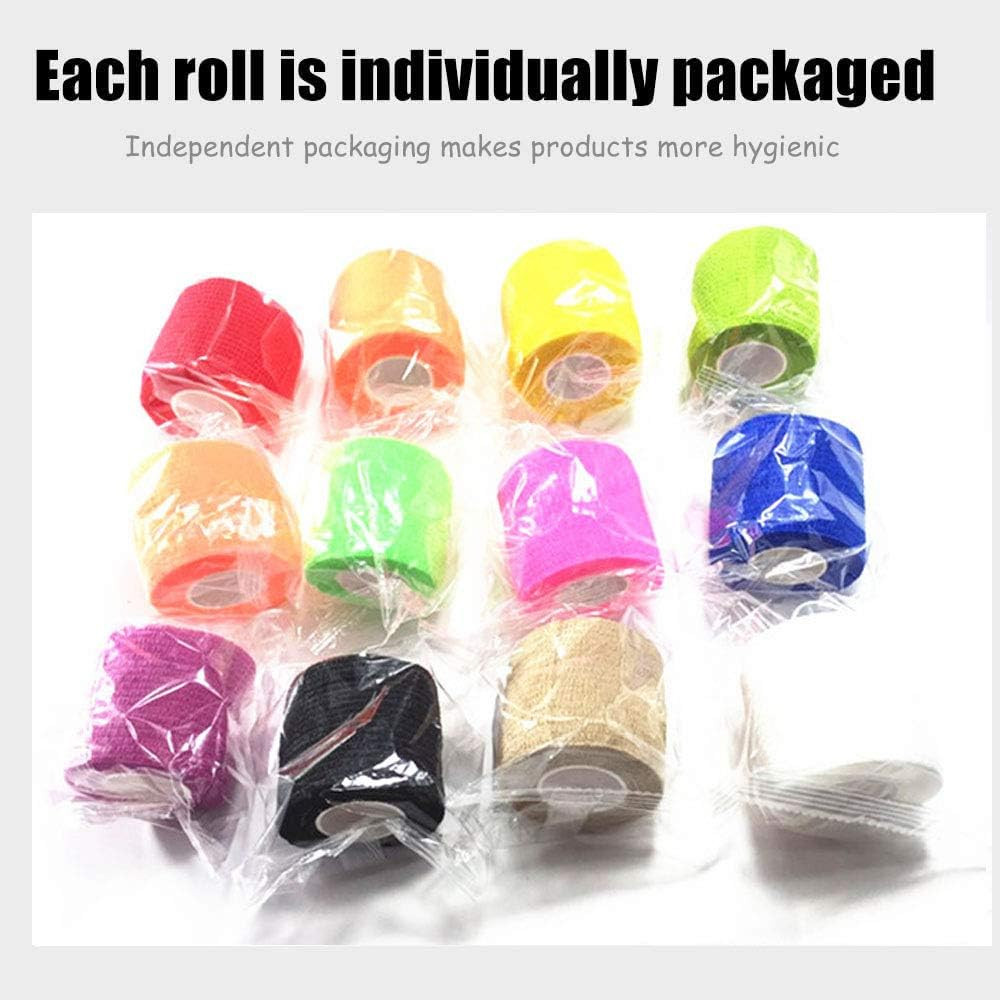 Elastic Bandages (12-Pack) 2” X 5 Yards | Self Adhesive Bandage Wrap, Athletic