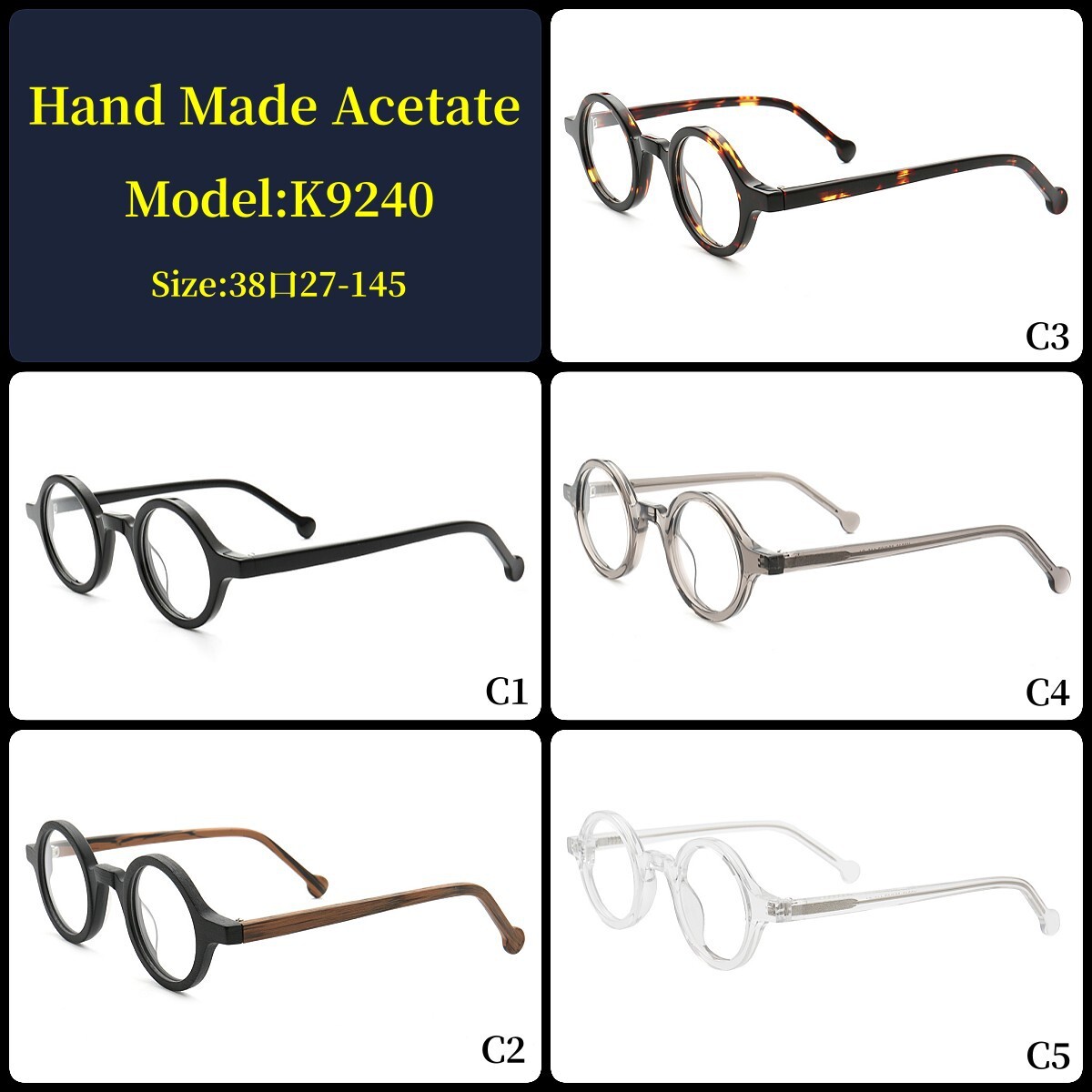 Retro Small Round Reading Glasses Men Women Readers Acetate Eyeglass frames