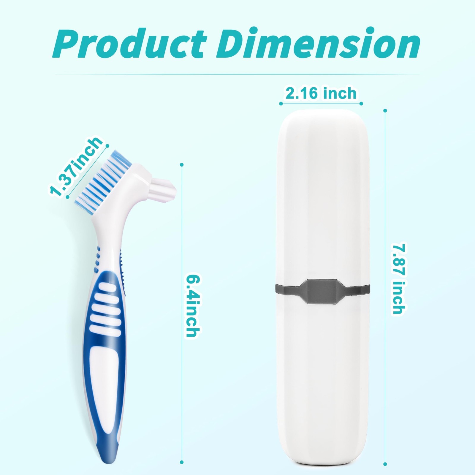 6 Pcs Denture Brush Set for False Teeth – Double-Sided Toothbrushes, Soft Bristl