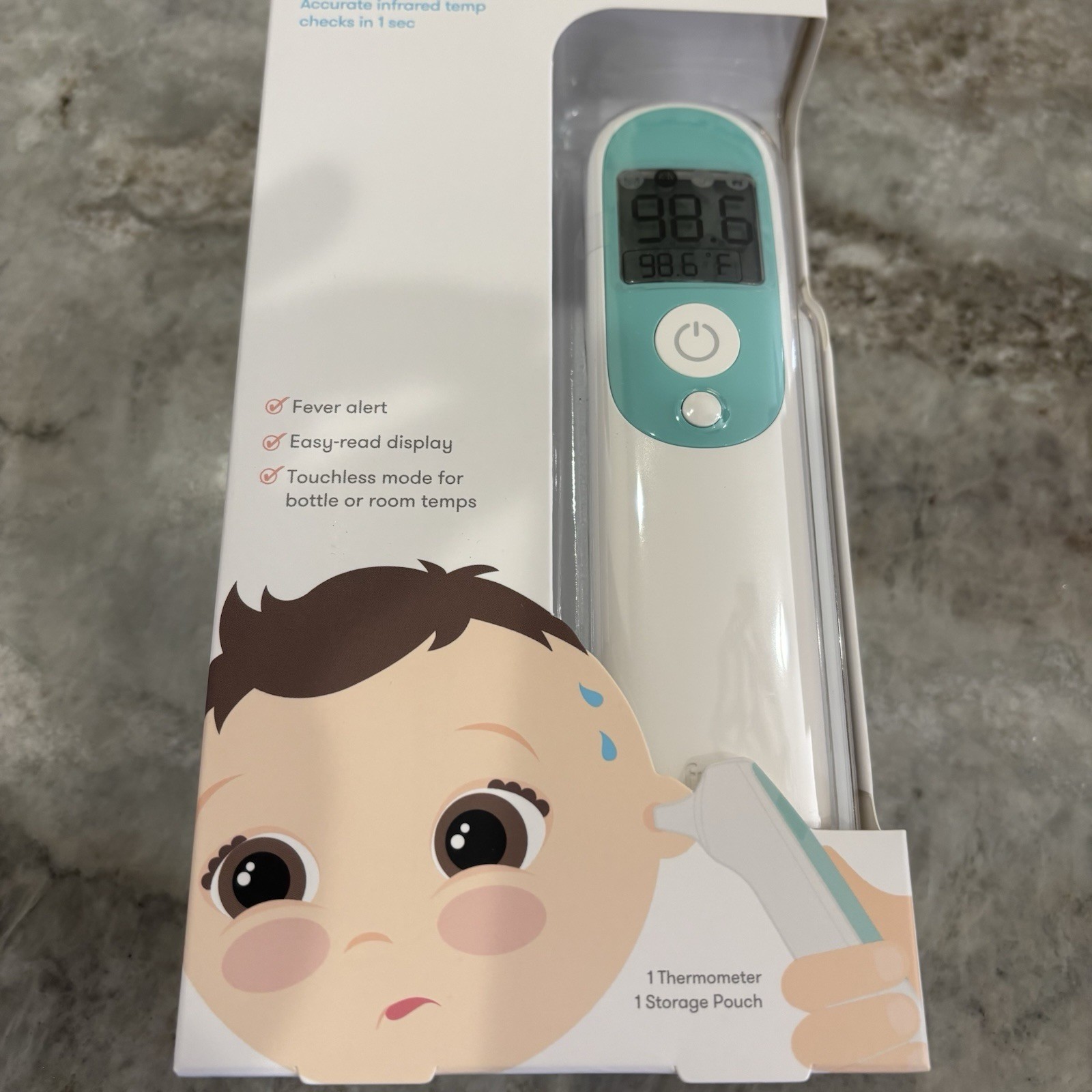 Fridababy 3-in-1, Ear Forehead Touchless Thermometer White Teal