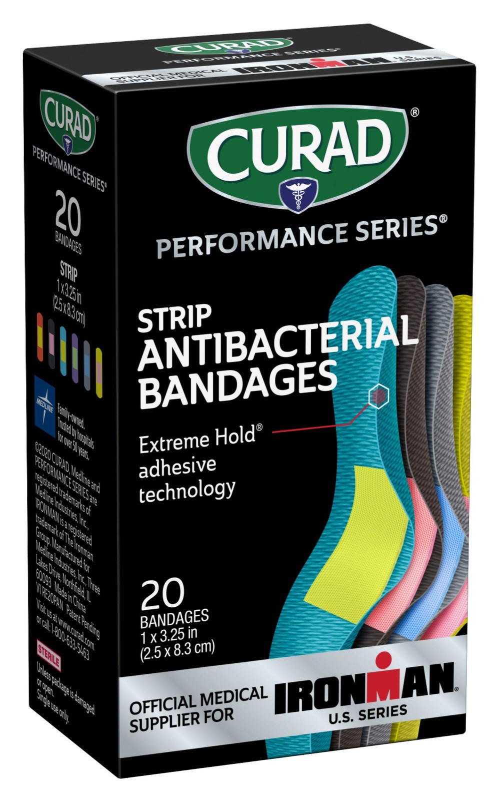 CURAD Performance Series Antibacterial Bandages, Extreme 20 Count (Pack of 1)