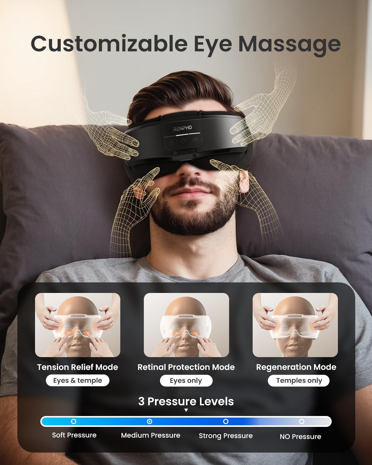 RENPHO Eye Massager with Remote Control & Heat Compression, Eye Therapy Massager