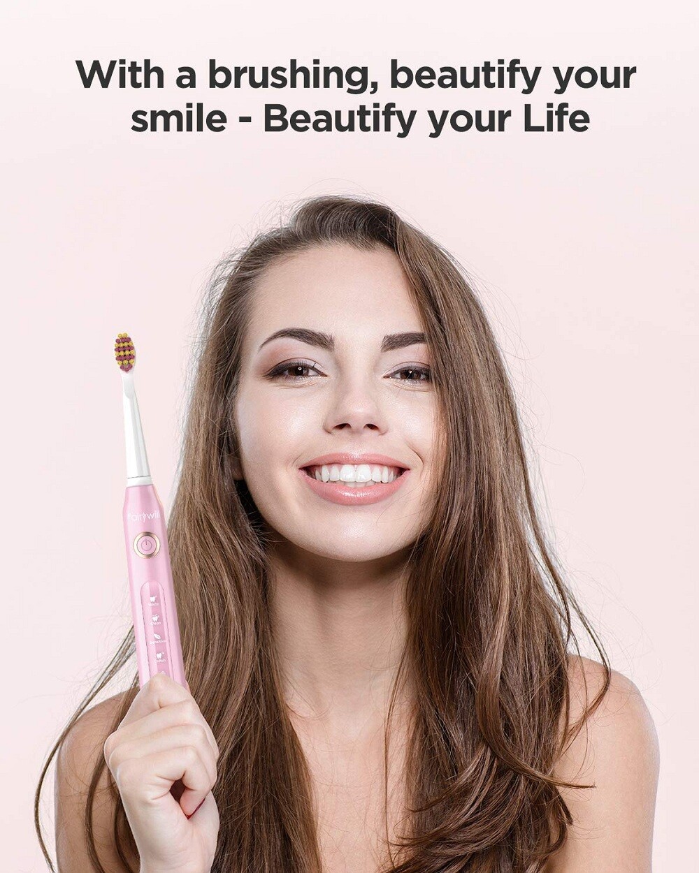 Fairywill Sonic Electric Toothbrush USB Rechargeable with 6 Brush Heads 5 Modes