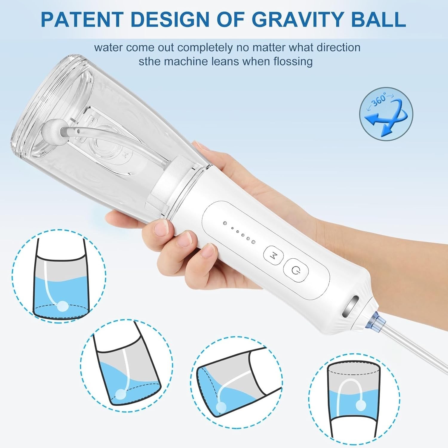 Lightweight Cordless Water Flosser with USB Charging and Waterproof Feature