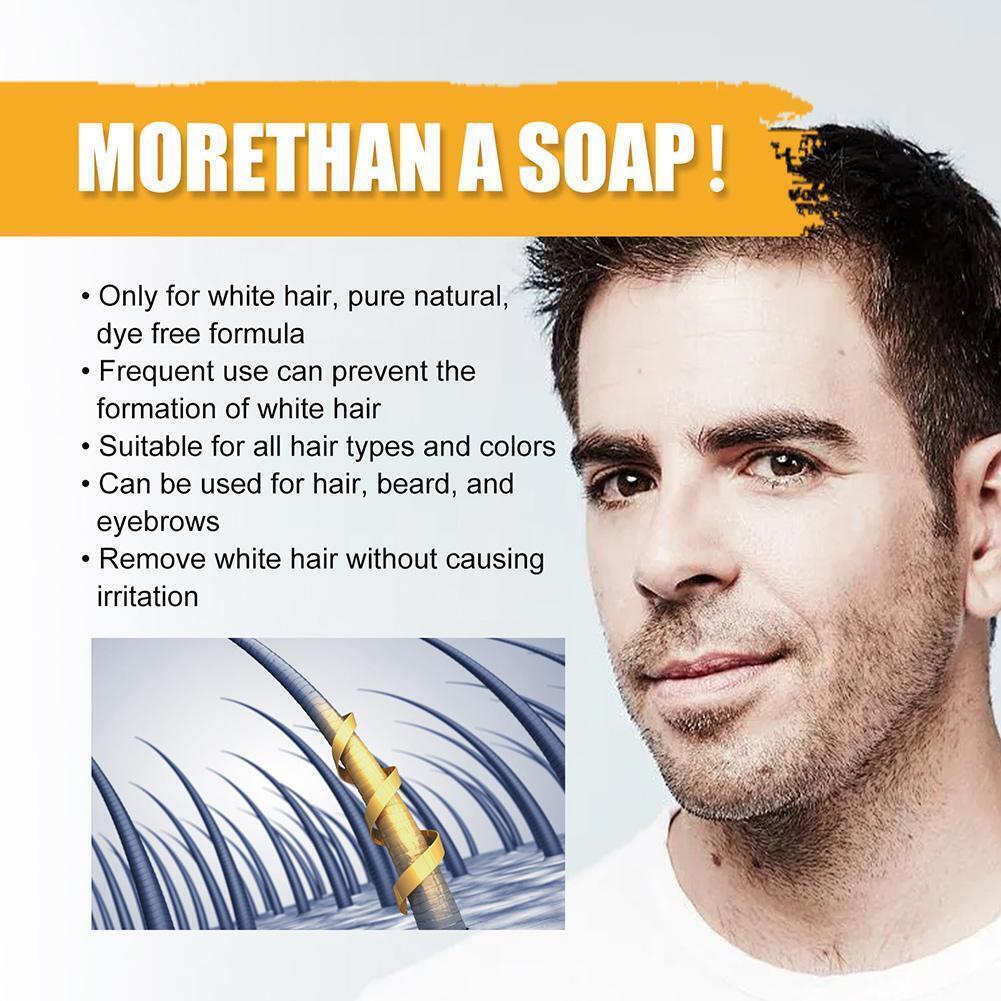 2× Men’s Grey Coverage Bar Shampoo Hair Darkening Black Soap for Grey Hair Cover