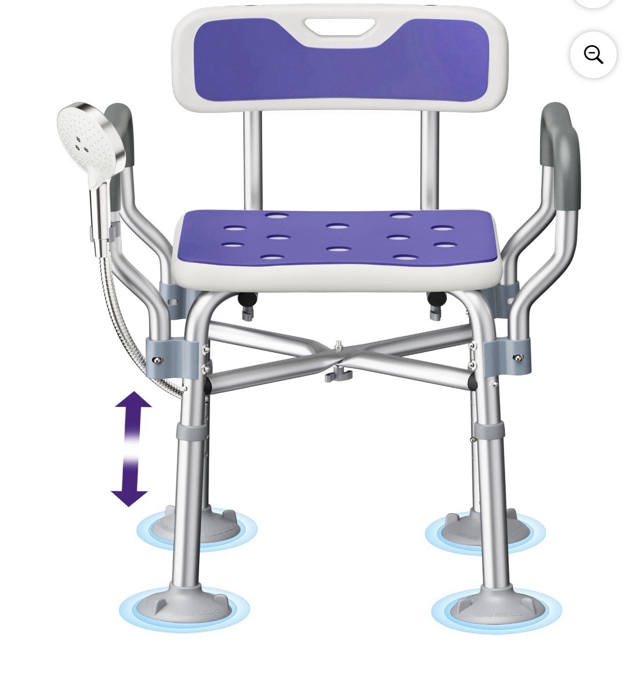 Heavy Duty Shower Chair With Back And Arms Extra Large Suction Cups 550lbs