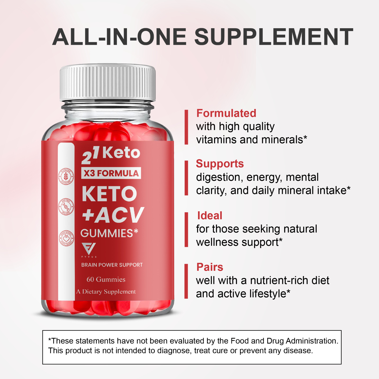 21 Keto ACV Gummy, 21Keto Support Supplement (60 Gummies)
