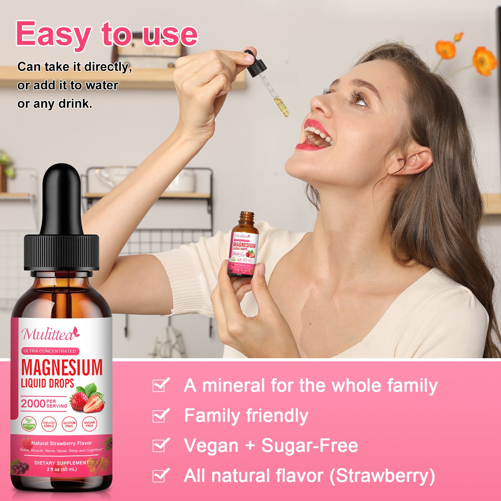 Magnesium Liquid Drops 2000mg for Restful Sleep & Stress Relief Sugar Free