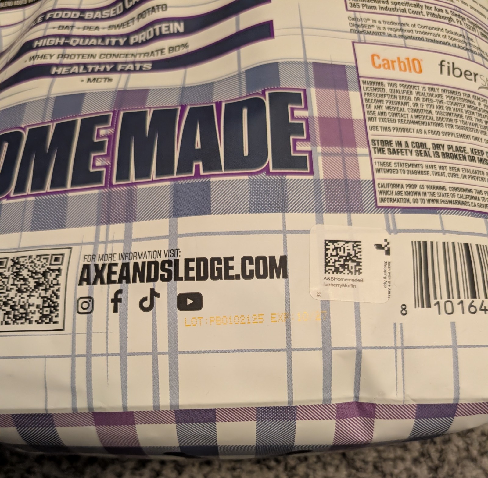 Axe & Sledge Home Made Meal Replacement Protein Blueberry Muffin Exp 10/27