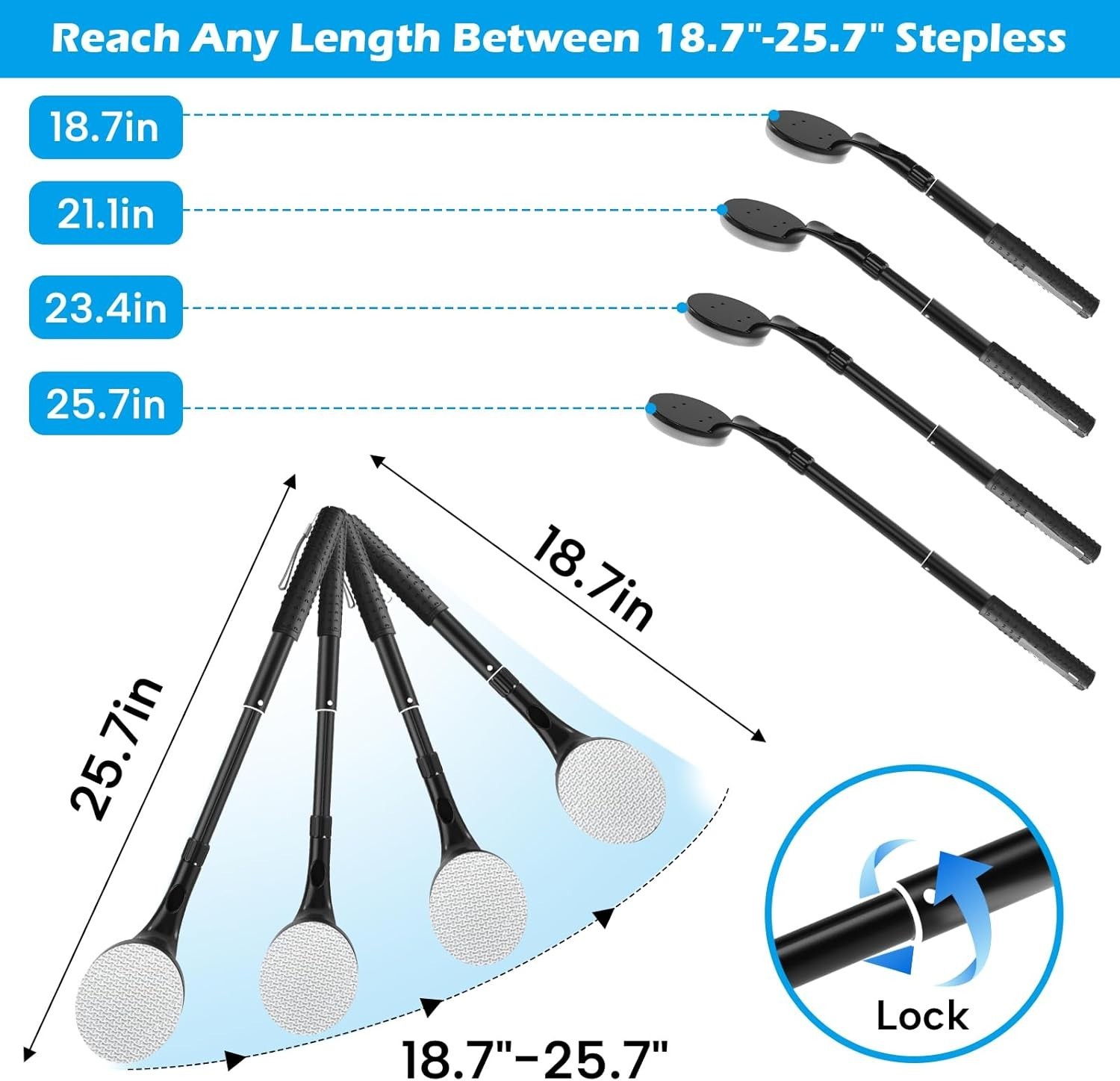 25.7″ Back Lotion Applicator Long Handle Easy Reach Washable Massager