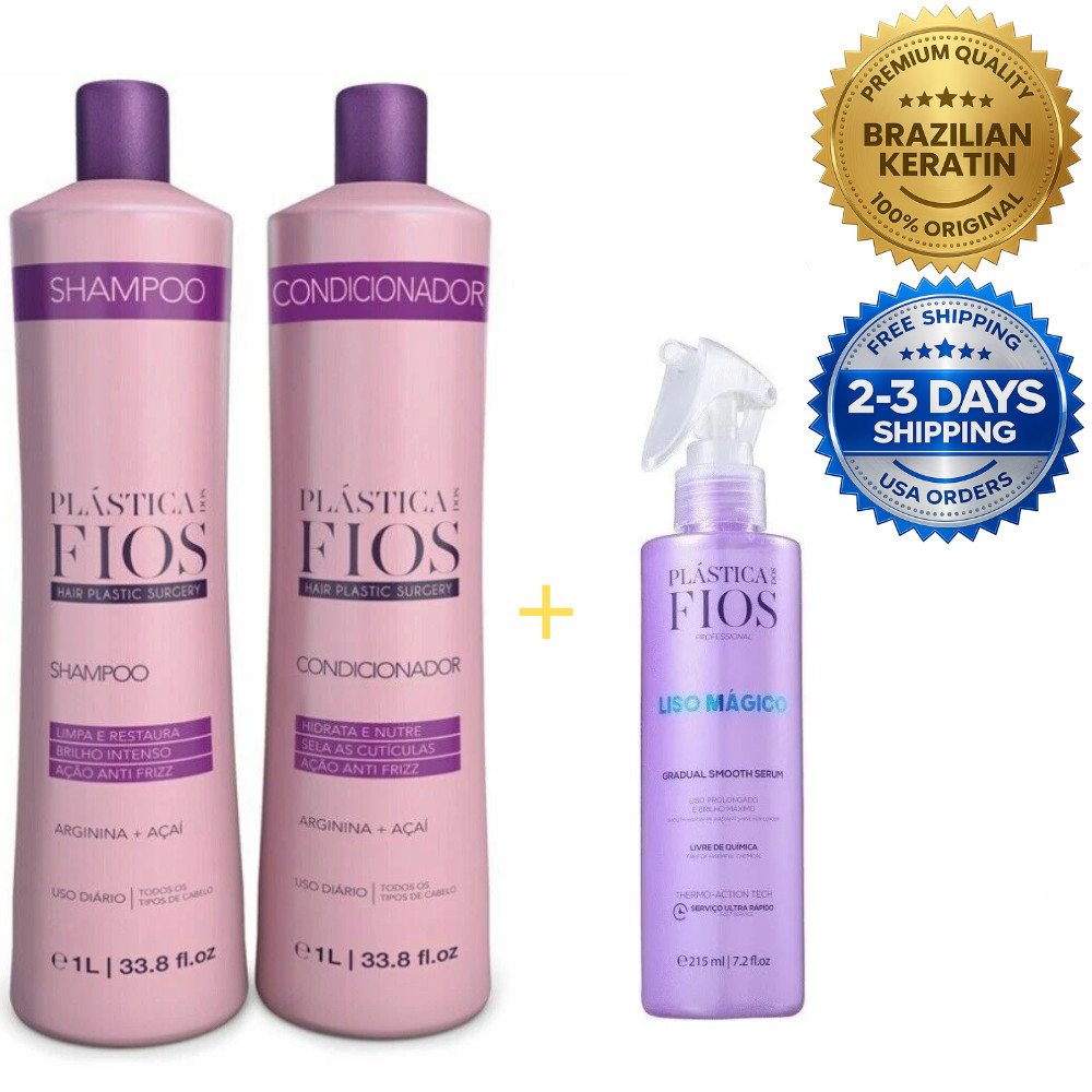Cadiveu Plastica Dos Fios Shampoo Conditioner 2L + Liso Magico Serum 215ml