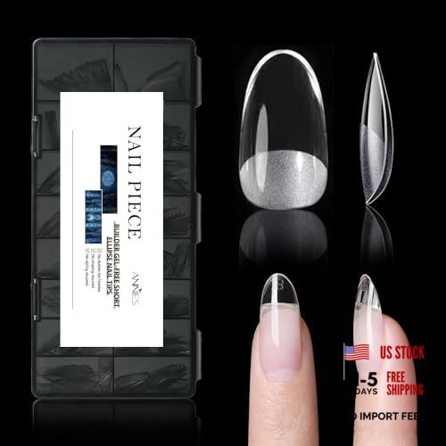 Enniesi 2-in-1 Full Cover Builder Nail Tips，Short Oval Fake Nails Short ellipse
