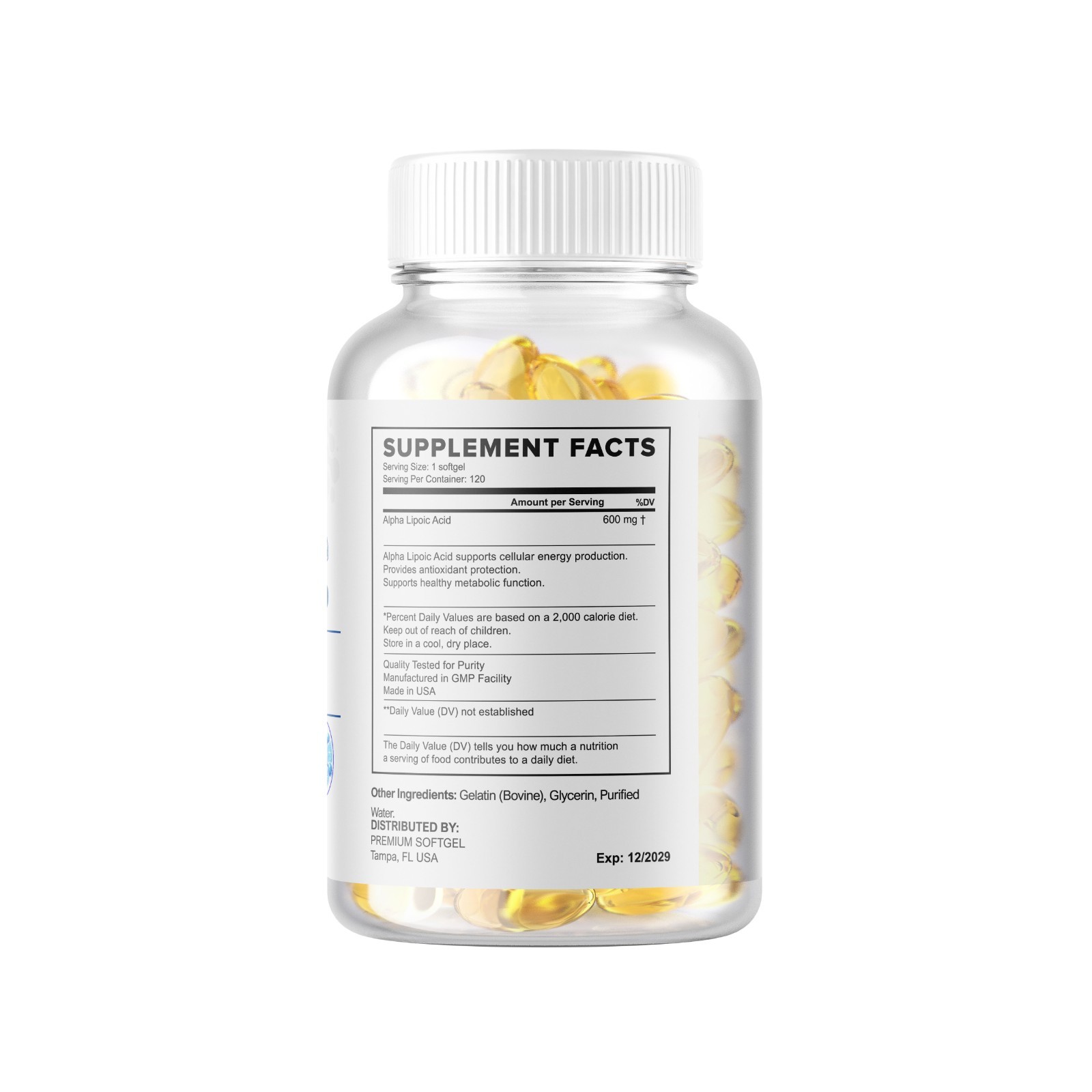 Alpha Lipoic Acid – 600mg Per Serving – 240 Softgels 2 Bottles 120 Each