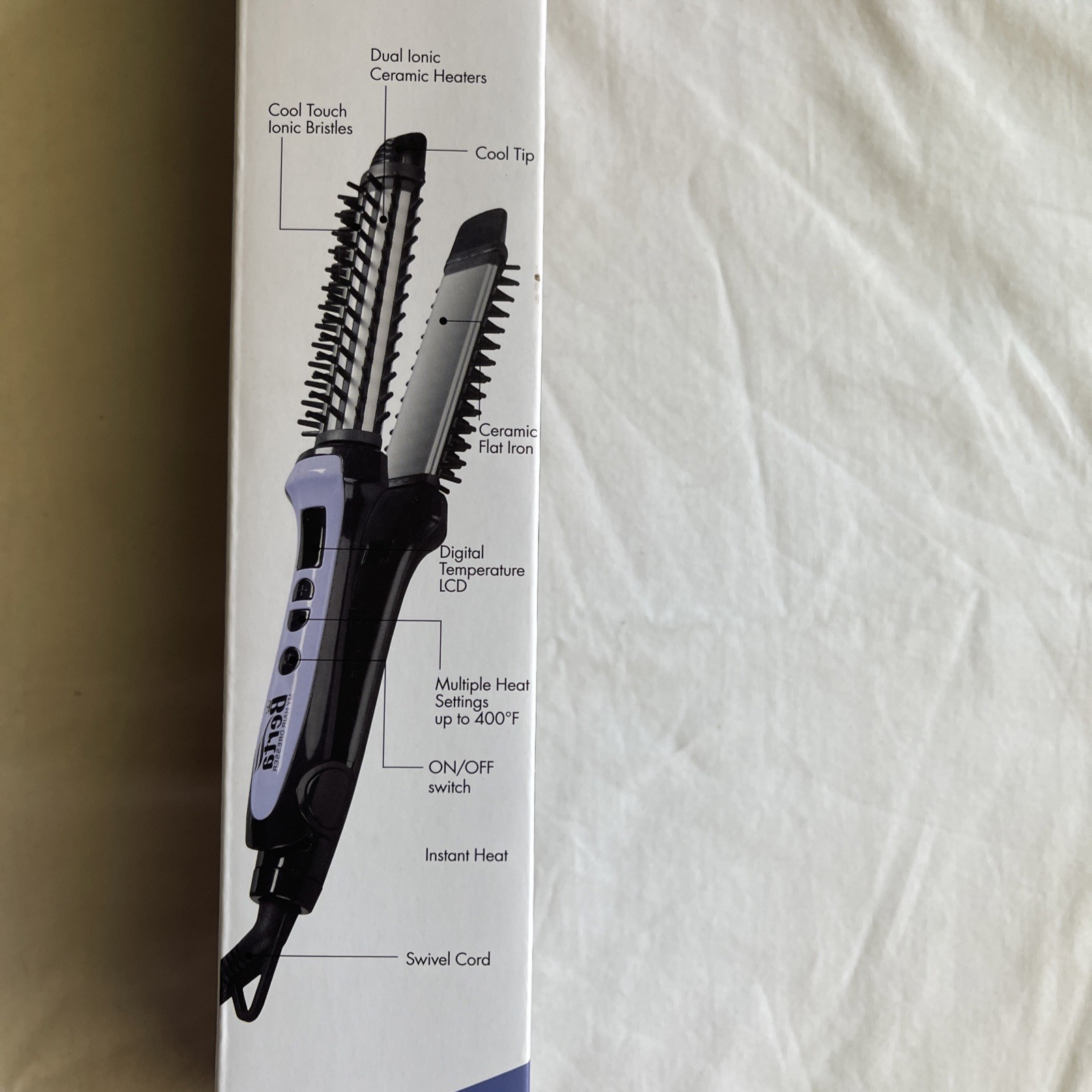 Berlla Hair Straightener Comb 1 in Ceramic 400°F Digital 5-Heat Black/Purple