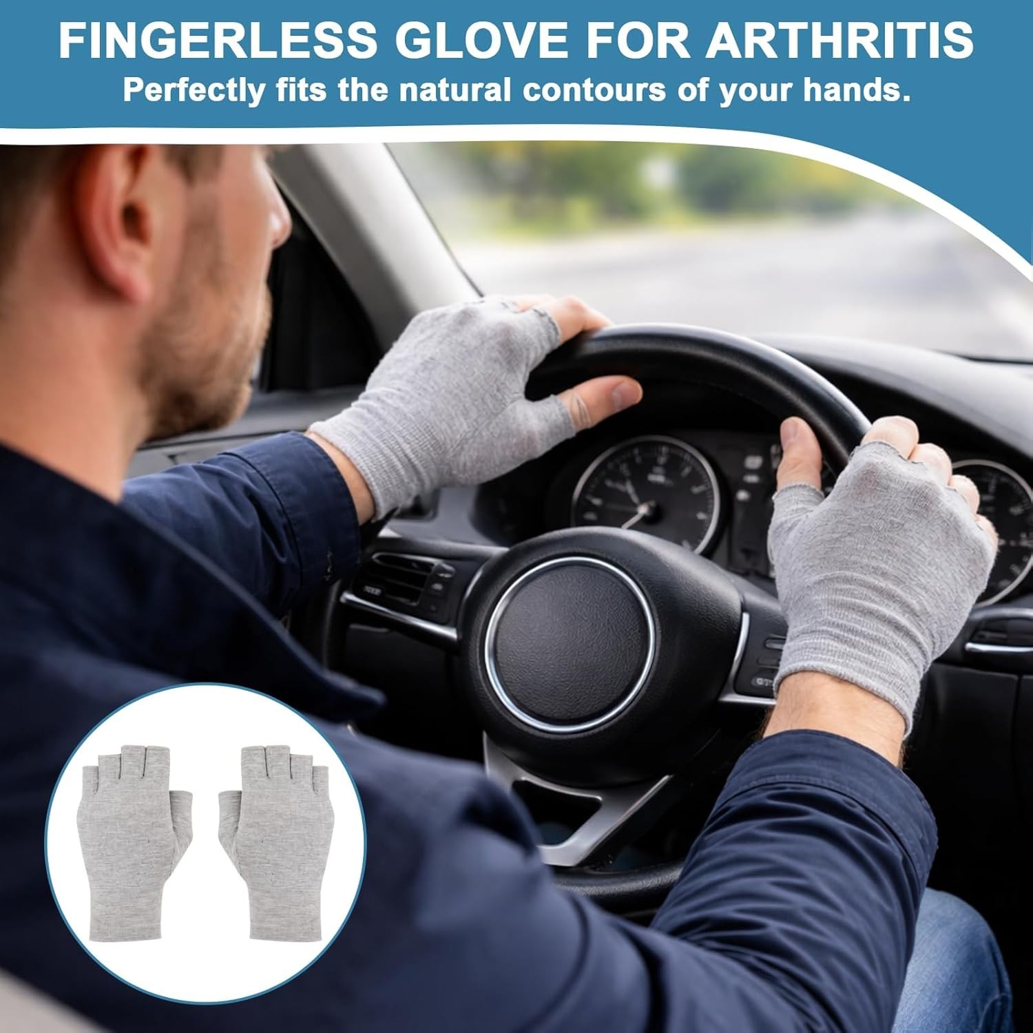 Bamboo Fingerless Arthritis Compression Gloves for Hands Artistic Relief