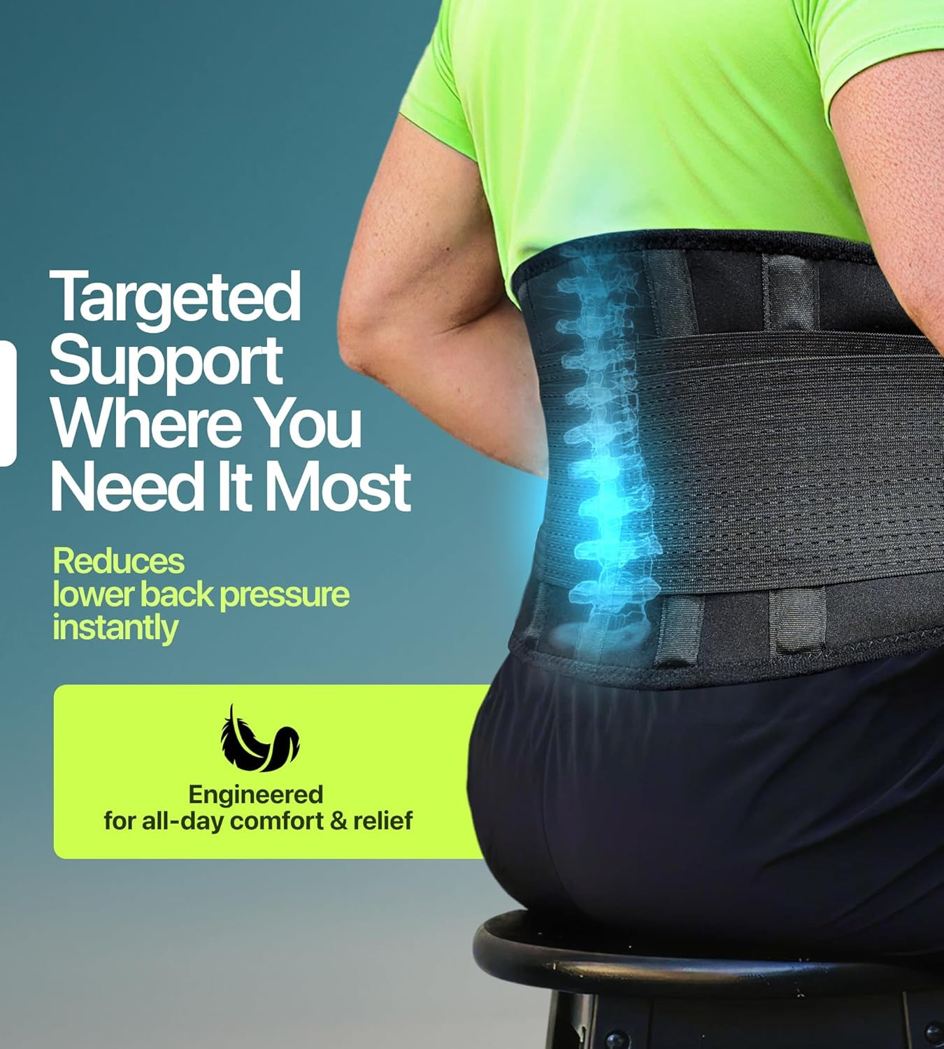 Plus Size Back Brace for Lower Back Pain Relief 4XL, Unisex Lumbar Support Belt