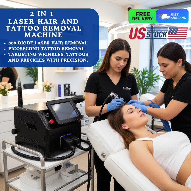 2IN1 755nm 808nm 1064nm Diode Laser Hair Removal Pico Tattoo ND YAG Machine