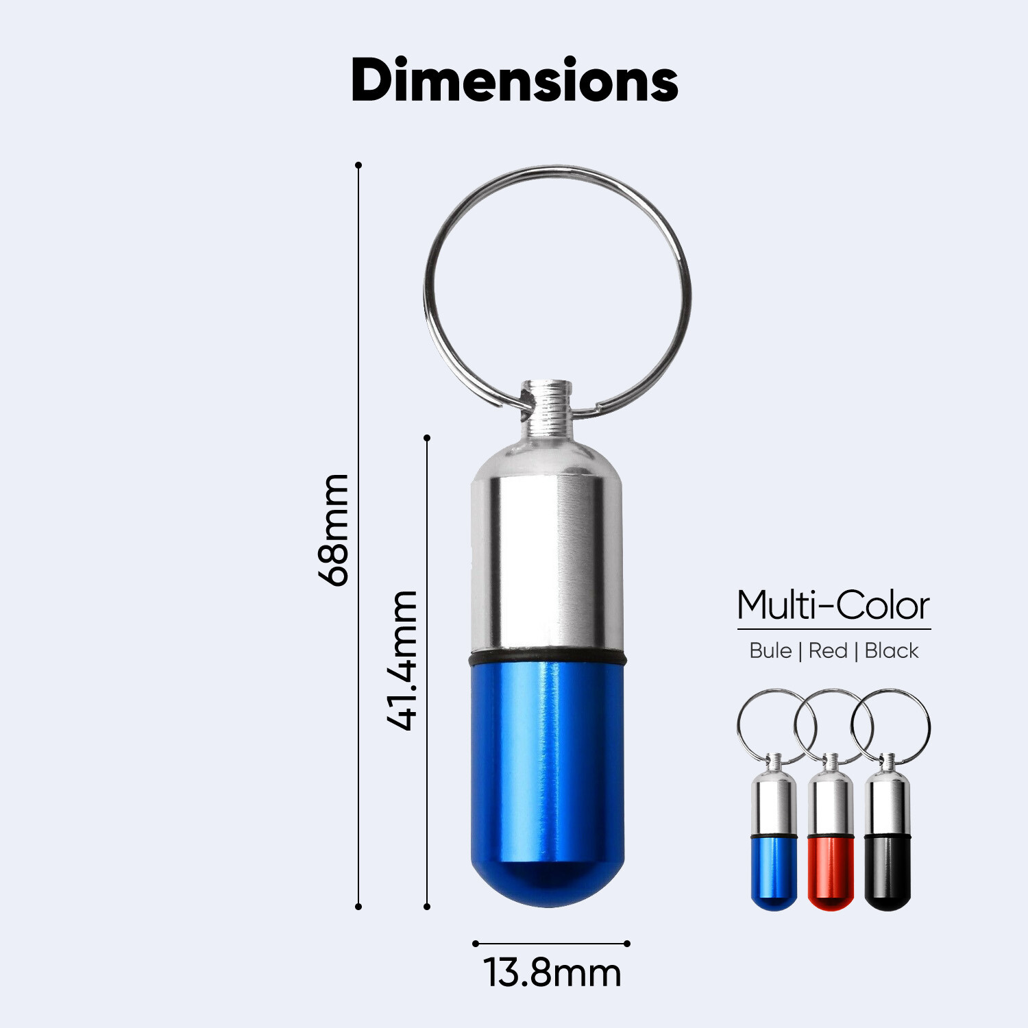 2x FDA Medicine Pill Capsule Bottle Drug Portable Container Holder Case Keychain