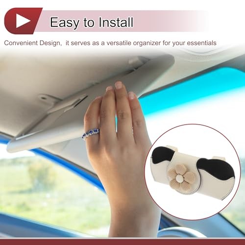 Car Sunglasses Case Magnetic Universal Car Visor Sunglasses Holder for Car PU