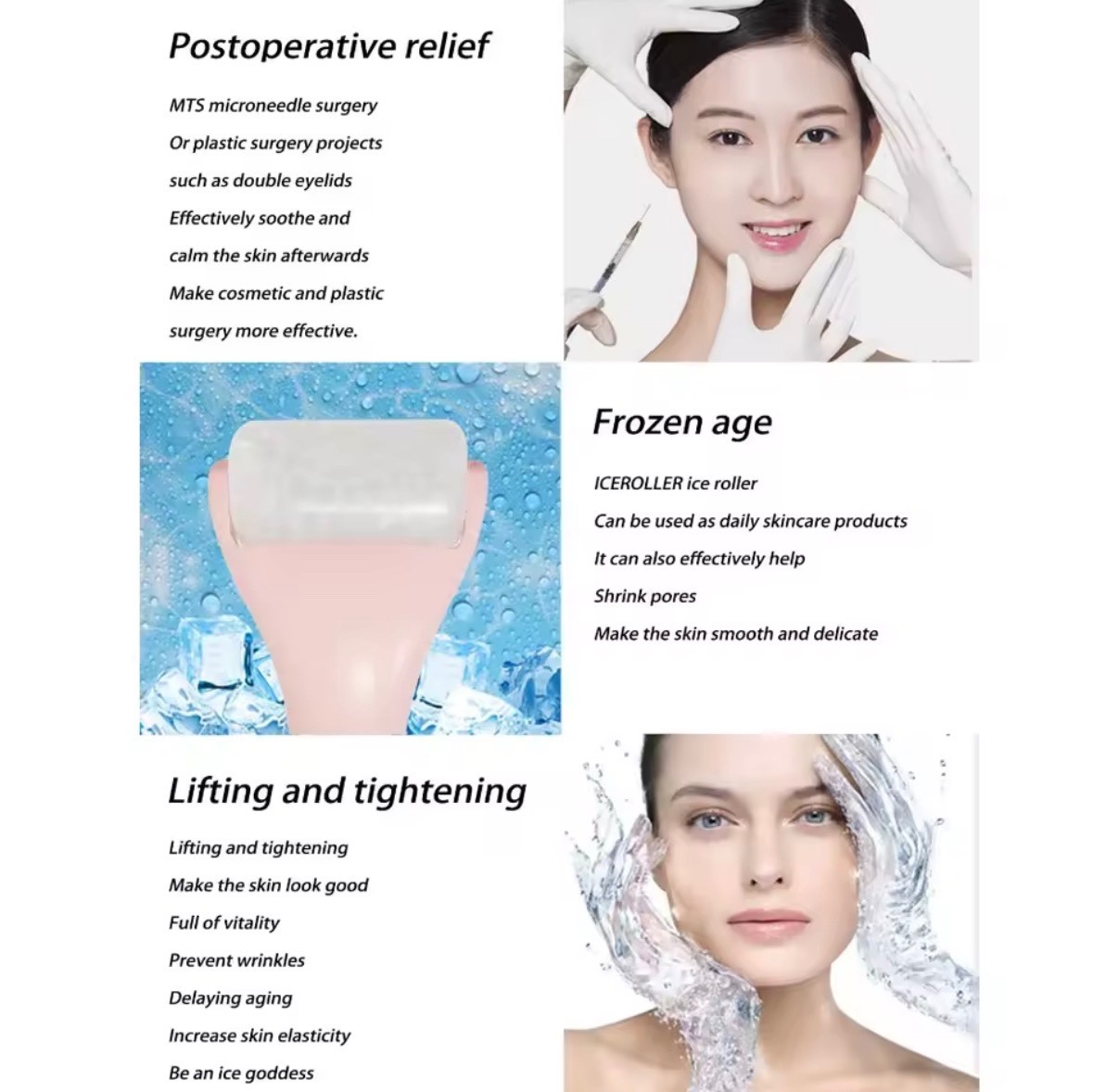 Ice Roller for Face & Eye Puffiness Cooling Face Massager Skincare Beauty Tool